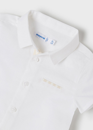 Mayoral Baby 1232-022 Komplet wizytowy z bermudami z lnem dla chłopca Beż