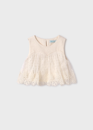 Abel&Lula 5151-001 Top tiulowy z haftem Crudo