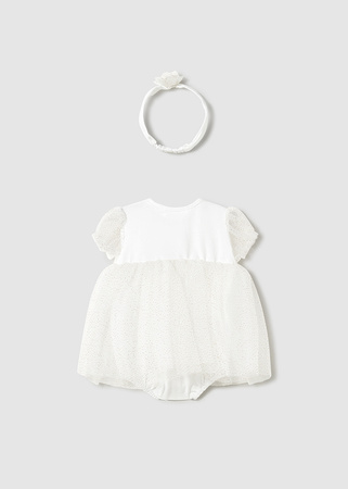 Mayoral Newborn 1659-032 Sukienka z body i opaską Champagne