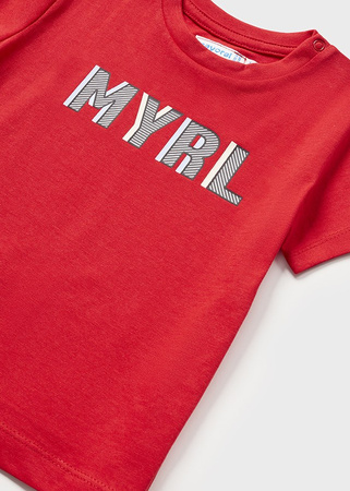 Mayoral Baby 106-073 Koszulka basic z krótkim rękawem ECOFRIENDS z nadrukiem dla chłopca Czerwona