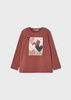 Mayoral Mini 4034-054 Koszulka dziewczęca z długim rękawem z grafiką kolor masala