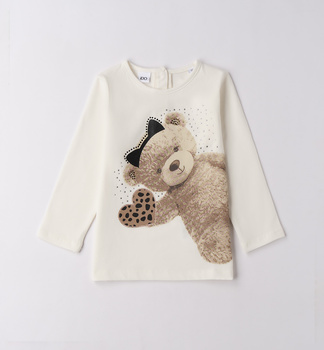 Ido 4F730/00 Koszulka z długim rękawem z nadrukiem Miś Ecru