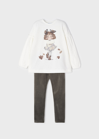 Mayoral Mini 4765-068 Komplet z aksamitnymi leginsami dla dziewczynki, Brąz