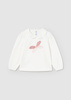 Mayoral Baby 2047-073 Koszulka z długim rękawem z aplikacją dla dziewczynki Crudo-rubor