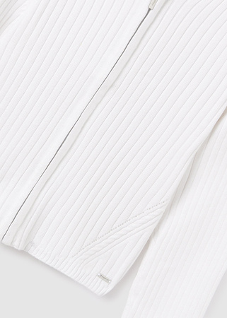 Mayoral Junior 6435-067 Kardigan trykotowy zapinany na suwak dla dziewczynki Kolor biały