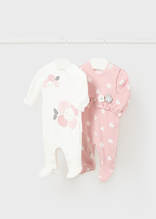 Mayoral Newborn 2734-083 Zestaw/Komplet 2 pajacyki dla dziewczynki Rosa baby