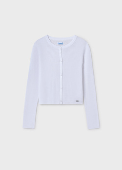 Mayoral Junior 6350-093 Sweter trykotowy w prążek Blanco