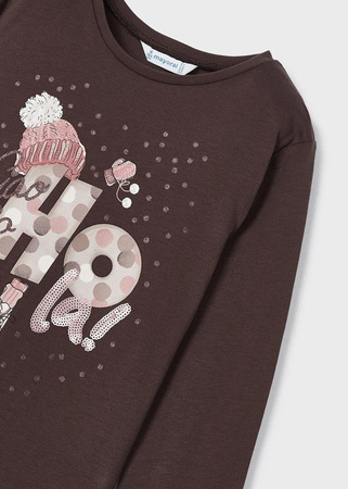 Mayoral Mini 4015-057 Koszulka z długim rękawem dla dziewczynki ECOFRIENDS Chocolate