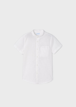 Mayoral Mini 3119-037 Koszula z lnem z krótkim rękawem ze stójką dla chłopca Biała