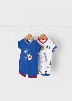 Mayoral Newborn 1642-030 Zestaw 2 pajacyków krótkich dla chłopca niebieski