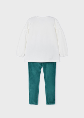 Mayoral Mini 4765-070 Komplet z aksamitnymi leginsami dla dziewczynki Zielony
