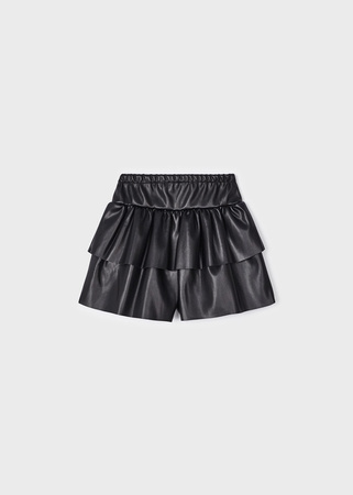 Mayoral Mini 4908-080 Spódnico - spodenki z imitacji skóry dla dziewczynki Negro