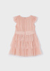 Mayoral Mini 3912-054 Sukienka z plisowanego tiulu dla dziewczynki Nude