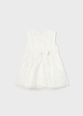 Mayoral Baby 1948-077 Sukienka z organzy z haftem dla dziewczynki Blanco