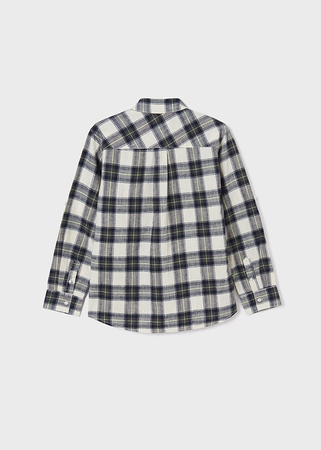 Mayoral Junior 6117-051 Koszula z dodatkiem lnu w kratę z długim rękawem dla chłopca Szara