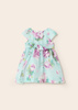 Mayoral Baby 1951-065 Sukienka z lnu z nadrukiem w kwiaty dla dziewczynki Mięta
