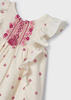Mayoral Mini 3936-034 Sukienka falbankami i z haftem dla dziewczynki  Crudo