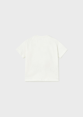 Mayoral Baby 1027-080 Koszulka z krótkim rękawem ECOFRIENDS z nadrukiem DINO dla chłopca Śmietanka