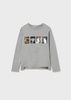 Mayoral Junior 7036-050 Koszulka z długim rękawem z cekinowym nadrukiem dla dziewczynki Szara