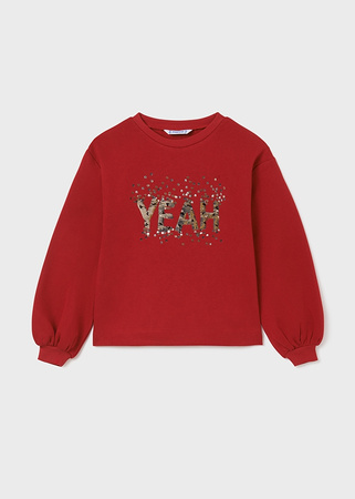 Mayoral Junior 7471-077 Bluza z dzianiny z cekinami dla dziewczynki Czerwona