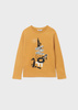 Mayoral Junior 7037-017 Koszulka z długim rękawem z grafiką dla dziewczynki ECOFRIENDS Musztardowa