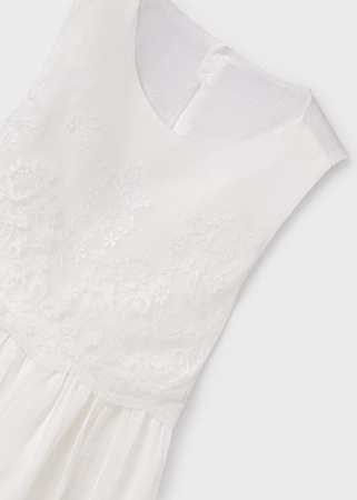 Mayoral Junior 6944-078 Sukienka łączona z haftem dla dziewczynki Crudo