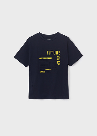 Mayoral junior 6013-026 Koszulka z krótkim rękawem z tłoczonym napisem dla chłopca ECOFRIENDS Granatowa