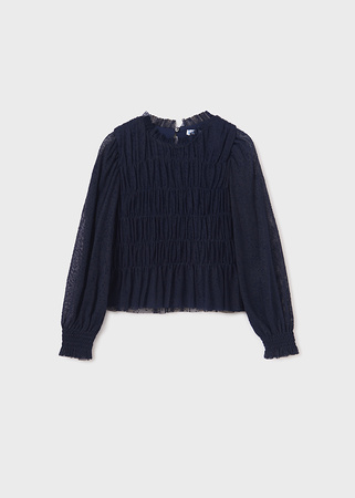 Mayoral Junior 7176-091 Bluzka z tiulem dla dziewczynki Noche