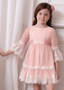 Abel&Lula 5046-030 Sukienka z tiulu plumeti dla dziewczynki Blush