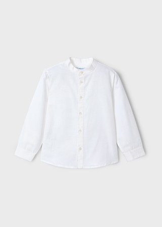 Mayoral Mini 3119-038 Koszula lniana z długim rękawem ze stójką dla chłopca Blanco