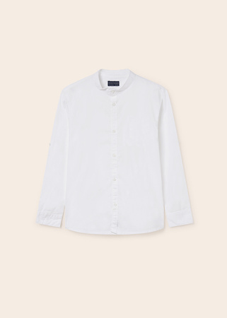 Mayoral Junior 6115-077 Koszula z długim rękawem ze stójką dla chłopca Biała