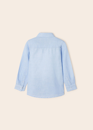Mayoral Mini 3165-041 Koszula lniana z długim rękawem z kołnierzykiem dla chłopca Niebieska