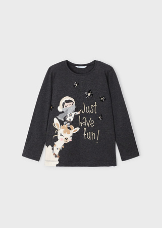 Mayoral Mini 4015-059 Koszulka z długim rękawem dla dziewczynki ECOFRIENDS Plomo vig