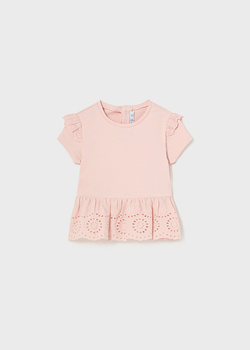 Mayoral Baby 1007-077 Koszulka z krótkim rękawem z perforacjami ECOFRIENDS Nude