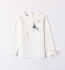 Ido 4A651/00 Koszulka z długim rękawem z nadrukiem i z dżetami dla dziewczynki Ecru