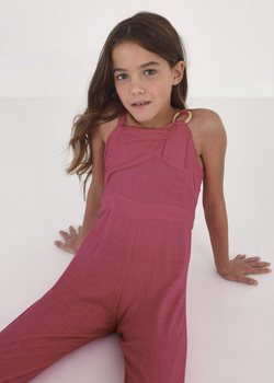 Mayoral Junior 6843-023 Kombinezon długi asymetryczny z lnem dla dziewczynki