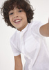 Mayoral Junior 6113-072 Koszula z krótkim rękawem ze stójką dla chłopca Biała