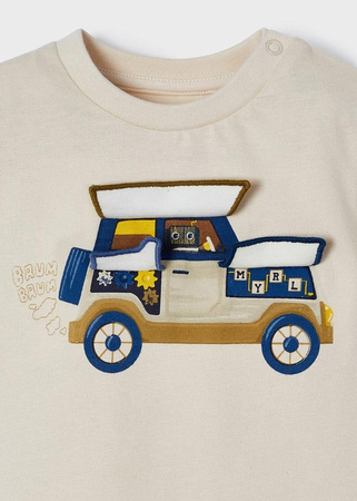 Mayoral baby 2004-079 Koszulka z długim rękawem z motywem interaktywnym dla chłopca ECOFRIENDS Beżowa