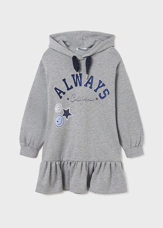 Mayoral Junior 7339-019 Sukienka z dzianiny dla dziewczynki z aplikacją ECOFRIENDS szara