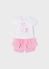 Mayoral Baby 1247-082 Komplet z bermudami vichy dla dziewczynki Róż