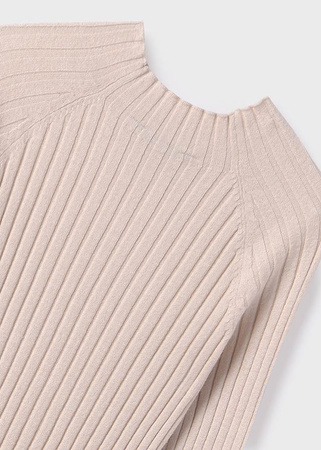 Mayoral Junior 7040-045 Koszulka z długim rękawem w prążek ze stójką dla dziewczynki Garbanzo