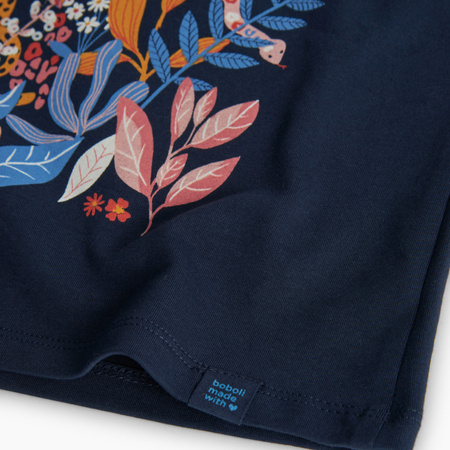 boboli 429049 2440 Koszulka z długim rękawem z nadrukiem dla dziewczynki Granat