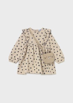 Mayoral Baby 2920-092 Sukienka dzianinowa z torebką Tapioca