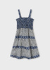 Mayoral Junior 6926-025 Sukienka łączona ze wzorem dla dziewczynki  Granatowa