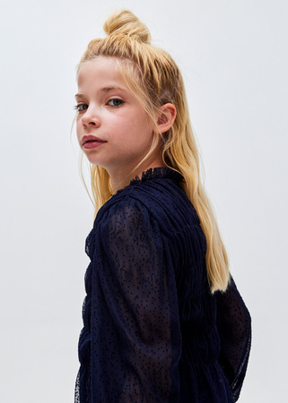 Mayoral Junior 7176-091 Bluzka z tiulem dla dziewczynki Noche