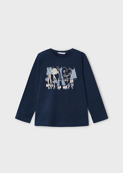 Mayoral Mini 4072-091 Koszulka z długim rękawem dla dziewczynki Noche