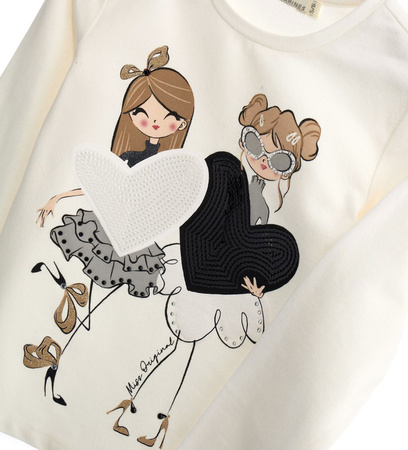 ORIGINAL MARINES DDAV3697f Koszulka z długim rękawem z cekinową aplikacją dla dziewczynki Ecru