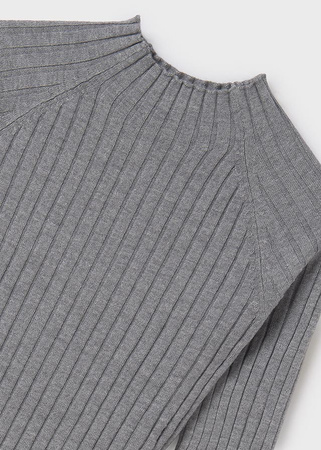 Mayoral Junior 7001-055 Koszulka z długim rękawem w prążek z półgolfem dla dziewczynki Acero vig