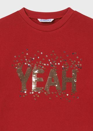 Mayoral Junior 7471-077 Bluza z dzianiny z cekinami dla dziewczynki Czerwona