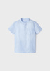 Mayoral Mini 3161-062 Koszula lniana z krótkim rękawem ze stójką dla chłopca Niebieska